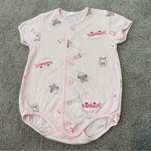 Vintage Fusen Usagi Baby Printed One Piece pink safari 12 months